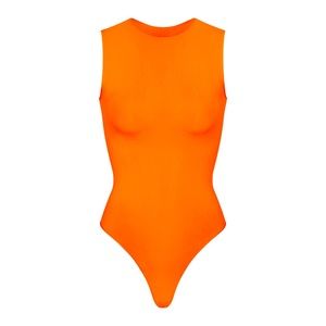 SKIMS Neon Orange Fits Everybody Mock Neck Bodysuit XL NWT